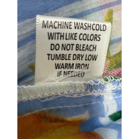 True Destinations Resort Wear Cotton Maxi Dress Tropical Print Tie Shoulder M - Picture 7 of 7